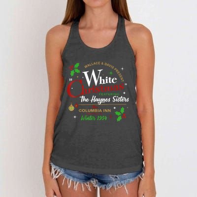 White Christmas Movie 1954 Xmas Song Haynes Sisters Xmas Women's Knotted Racerback Tank