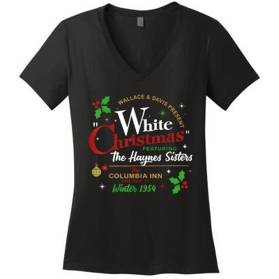 White Christmas Movie 1954 Xmas Song Haynes Sisters Xmas Women's V-Neck T-Shirt