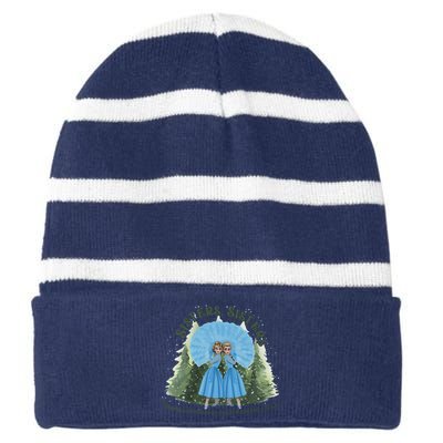 White Christmas Movie 1954 Bob Phil Betty Judy White Xmas Striped Beanie with Solid Band