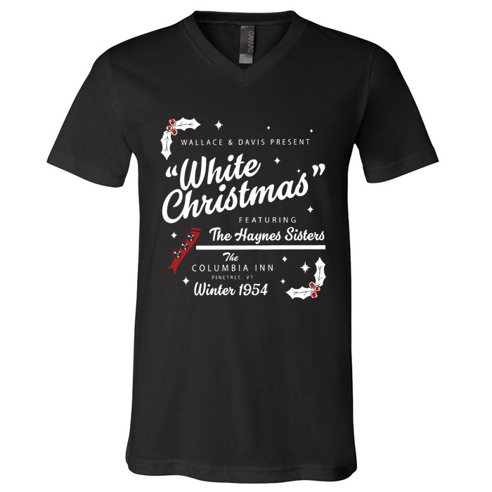 White Christmas Movie 1954 Xmas Song Haynes Sisters Xmas V-Neck T-Shirt