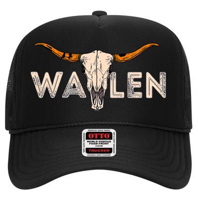 Western Country Music Girl Bull Skull High Crown Mesh Back Trucker Hat