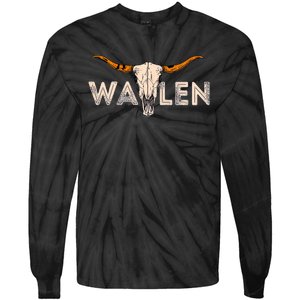 Western Country Music Girl Bull Skull Tie-Dye Long Sleeve Shirt