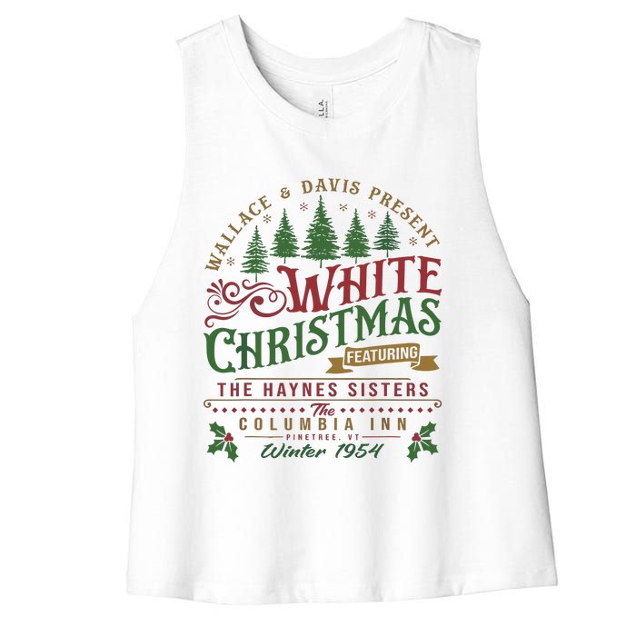 White Christmas Movie 1954 Xmas Song Haynes Sisters Xmas Women's Racerback Cropped Tank