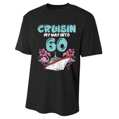 WoM.e.ns Cruisin My Way Into 60 60th Birthday Cruise Vacation Gift Performance Sprint T-Shirt