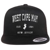 West Cape May New Jersey Nj Vintage Athletic Sports Design Flat Bill Trucker Hat