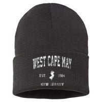 West Cape May New Jersey Nj Vintage Athletic Sports Design Sustainable Knit Beanie