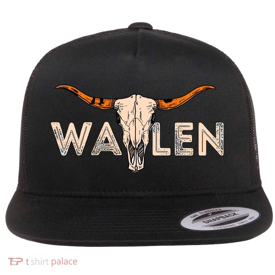 Western Country Music Girl Bull Skull Flat Bill Trucker Hat