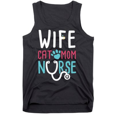 Wife Cat Mom Nurse Funny Nurse Gifts Tank Top