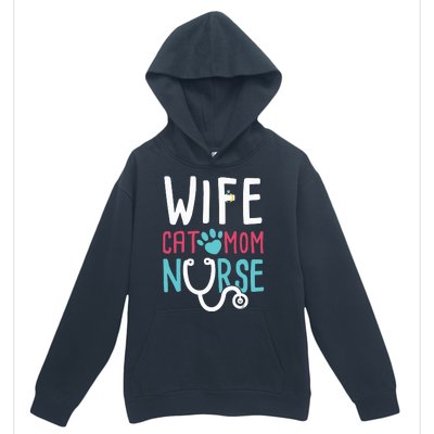 Wife Cat Mom Nurse Funny Nurse Gifts Urban Pullover Hoodie