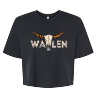 Western Country Music Girl Bull Skull Bella+Canvas Jersey Crop Tee