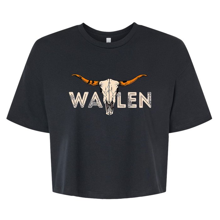 Western Country Music Girl Bull Skull Bella+Canvas Jersey Crop Tee