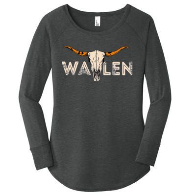 Western Country Music Girl Bull Skull Women's Perfect Tri Tunic Long Sleeve Shirt