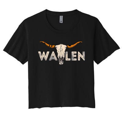 Western Country Music Girl Bull Skull Women's Crop Top Tee