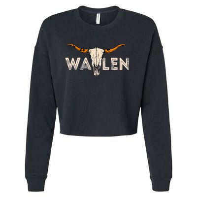 Western Country Music Girl Bull Skull Cropped Pullover Crew