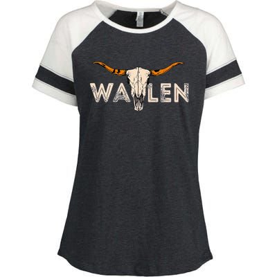 Western Country Music Girl Bull Skull Enza Ladies Jersey Colorblock Tee