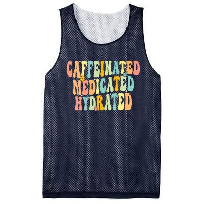 Womens Caffeinated Medicated Hydrated Funny Saying Nurse Teacher Mesh Reversible Basketball Jersey Tank