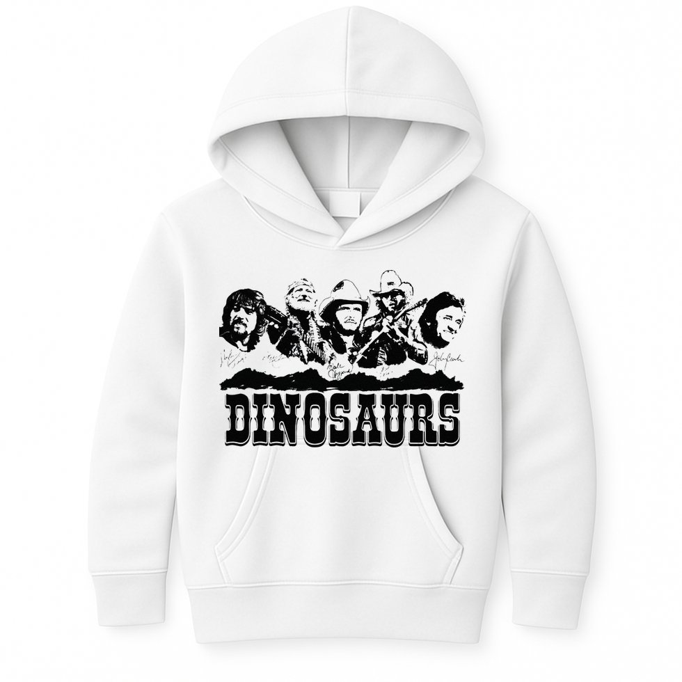Western Country Music Legends Dinosaurs Kids Hoodie