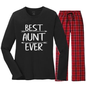 Womens Cute Mother's Day Funny Auntie Best Aunt Ever Women's Long Sleeve Flannel Pajama Set 