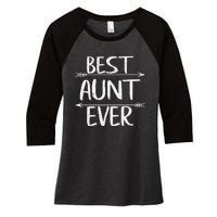 Womens Cute Mother's Day Funny Auntie Best Aunt Ever Women's Tri-Blend 3/4-Sleeve Raglan Shirt