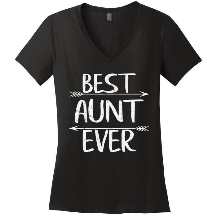 Womens Cute Mother's Day Funny Auntie Best Aunt Ever Women's V-Neck T-Shirt