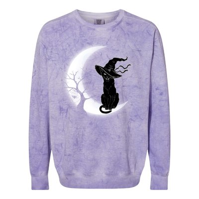 Witch Cat Moon Halloween Colorblast Crewneck Sweatshirt