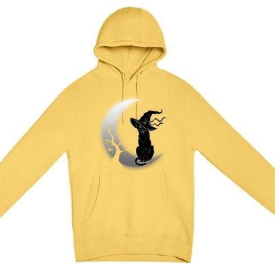 Witch Cat Moon Halloween Premium Pullover Hoodie