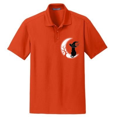 Witch Cat Moon Halloween Dry Zone Grid Polo