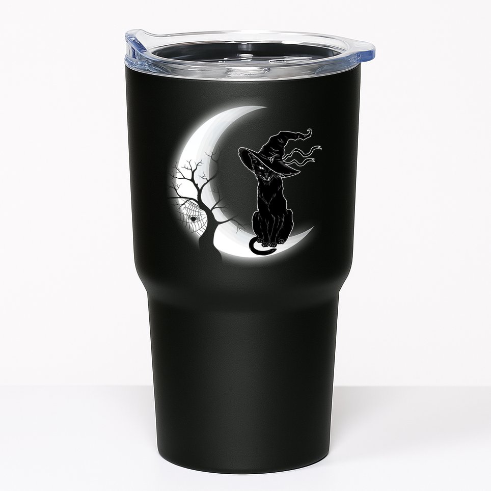 Witch Cat Moon Halloween Tumbler
