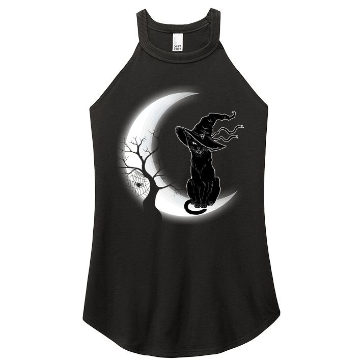 Witch Cat Moon Halloween Women's Perfect Tri Rocker Tank