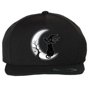 Witch Cat Moon Halloween Wool Snapback Cap