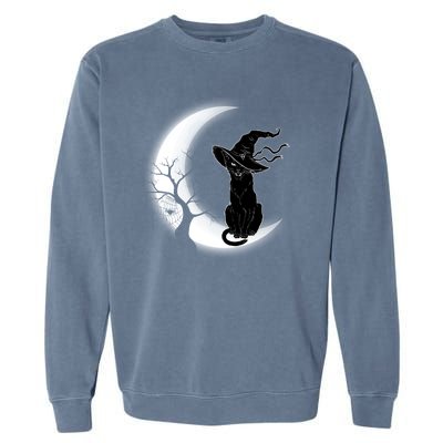 Witch Cat Moon Halloween Garment-Dyed Sweatshirt