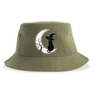 Witch Cat Moon Halloween Sustainable Bucket Hat