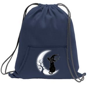 Witch Cat Moon Halloween Sweatshirt Cinch Pack Bag