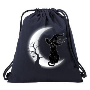 Witch Cat Moon Halloween Drawstring Bag