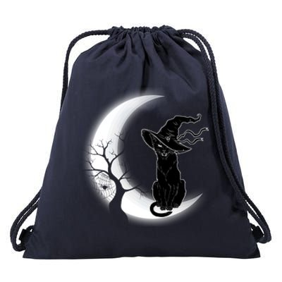 Witch Cat Moon Halloween Drawstring Bag