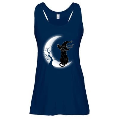 Witch Cat Moon Halloween Ladies Essential Flowy Tank