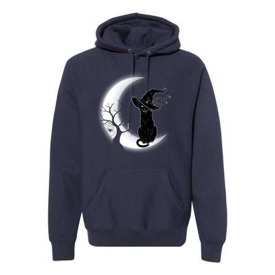 Witch Cat Moon Halloween Premium Hoodie