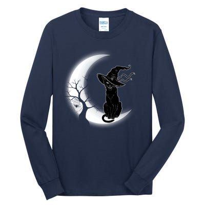 Witch Cat Moon Halloween Tall Long Sleeve T-Shirt