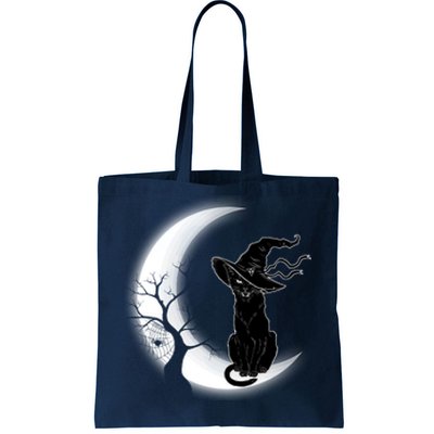 Witch Cat Moon Halloween Tote Bag