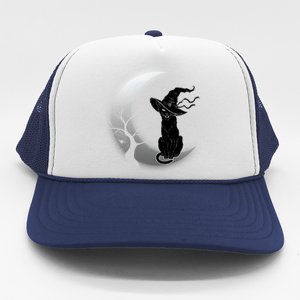 Witch Cat Moon Halloween Trucker Hat