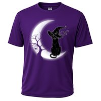 Witch Cat Moon Halloween Cooling Performance Crew T-Shirt
