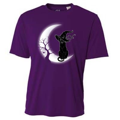 Witch Cat Moon Halloween Cooling Performance Crew T-Shirt