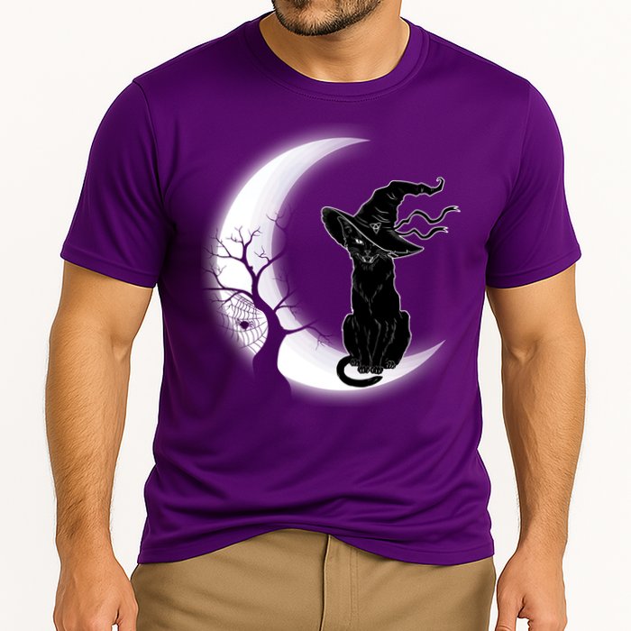 Witch Cat Moon Halloween Cooling Performance Crew T-Shirt