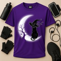 Witch Cat Moon Halloween Cooling Performance Crew T-Shirt
