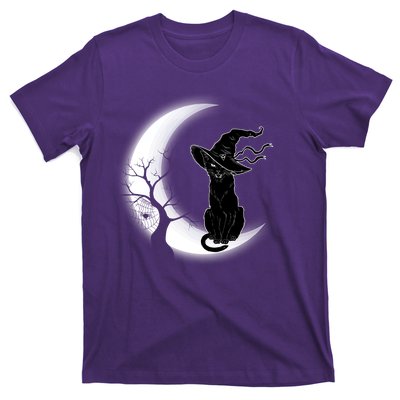 Witch Cat Moon Halloween T-Shirt