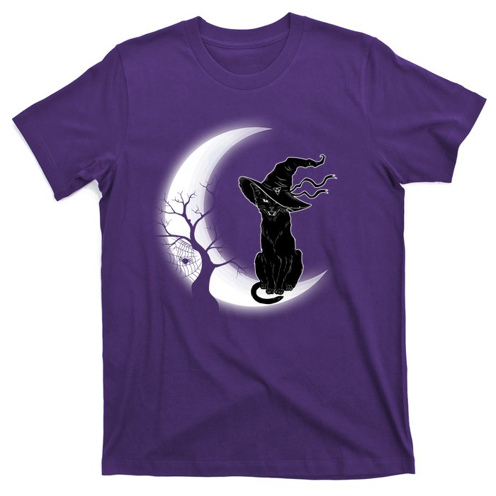 Witch Cat Moon Halloween T-Shirt