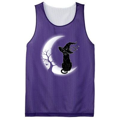 Witch Cat Moon Halloween Mesh Reversible Basketball Jersey Tank