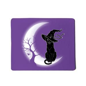 Witch Cat Moon Halloween Mousepad