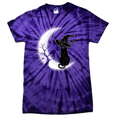 Witch Cat Moon Halloween Tie-Dye T-Shirt