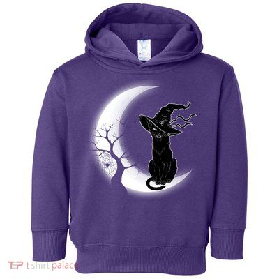 Witch Cat Moon Halloween Toddler Hoodie